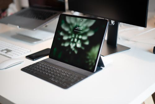 laptop on a desk