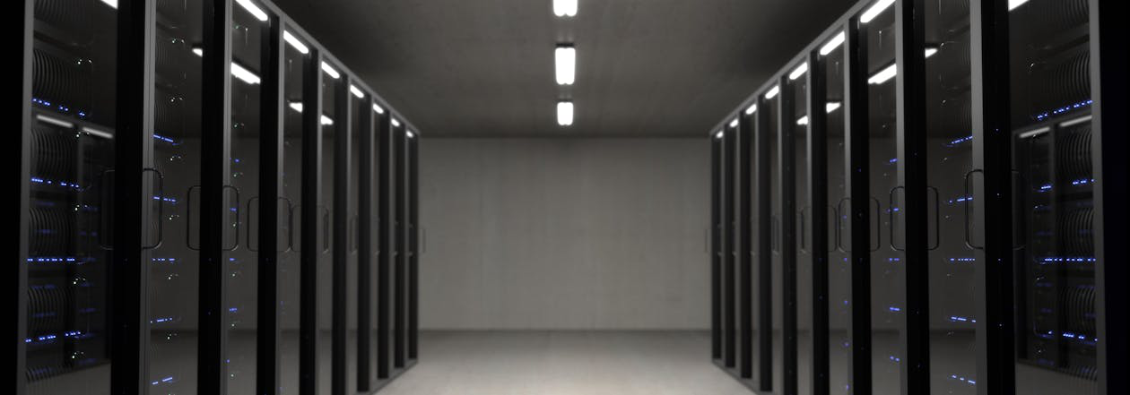 Server room with black server racks