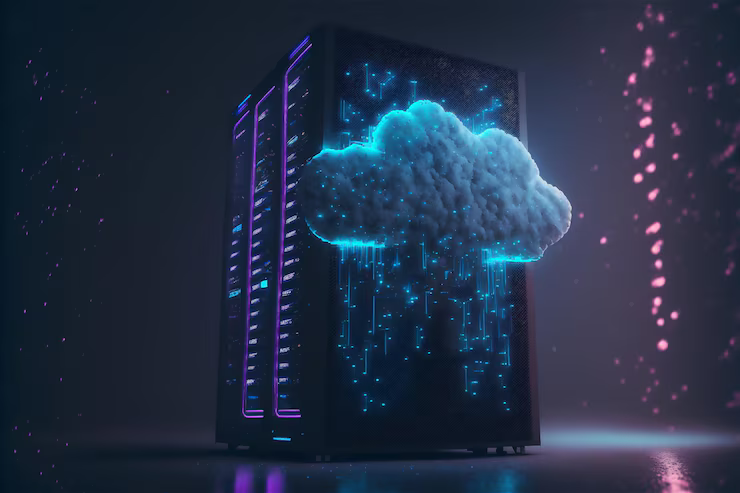 an abstract illustration of storing data on the cloud