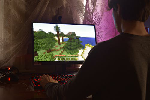 a person playing a game on a PC