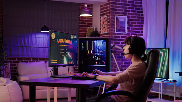 a person playing a game on the PC