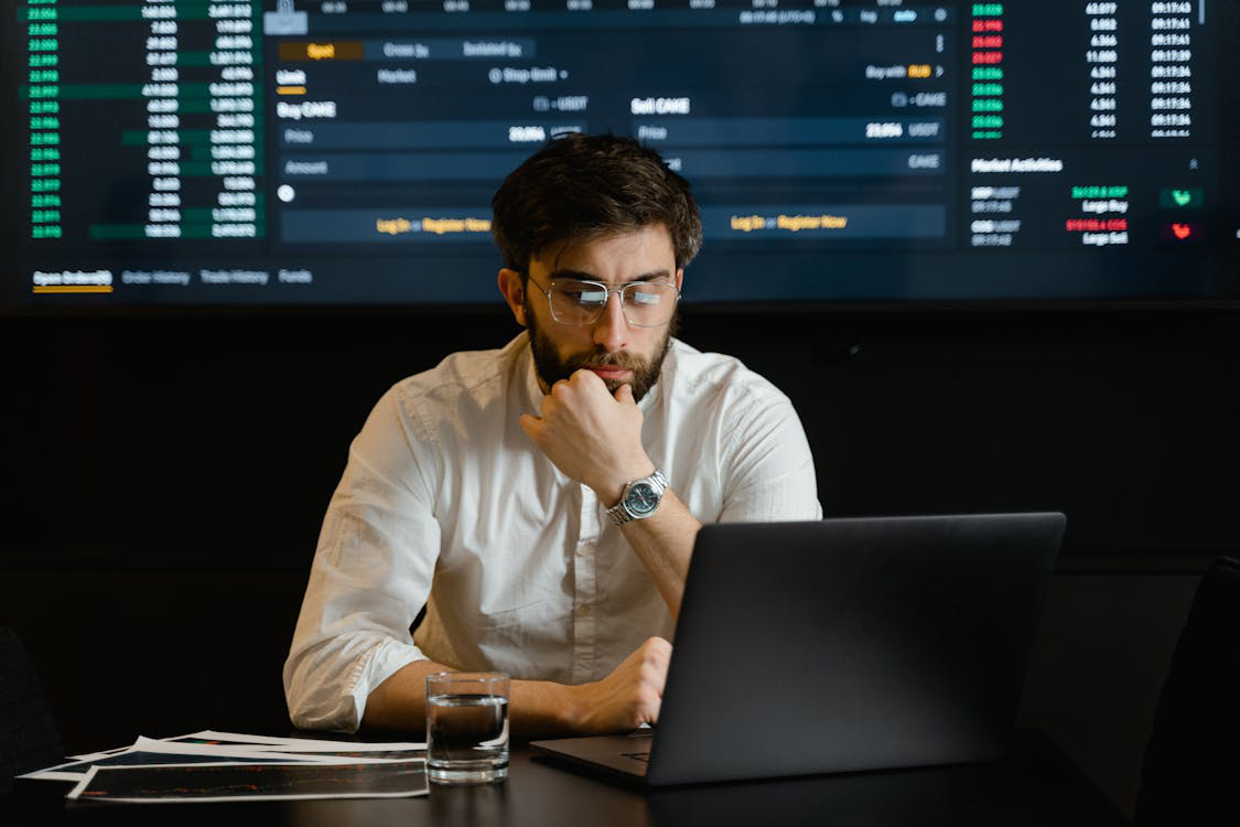 A man working on the computer.