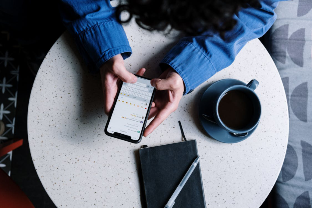 A woman using a smartphone.