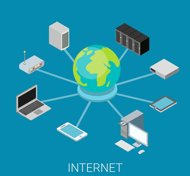 Multiple devices connected to a network.