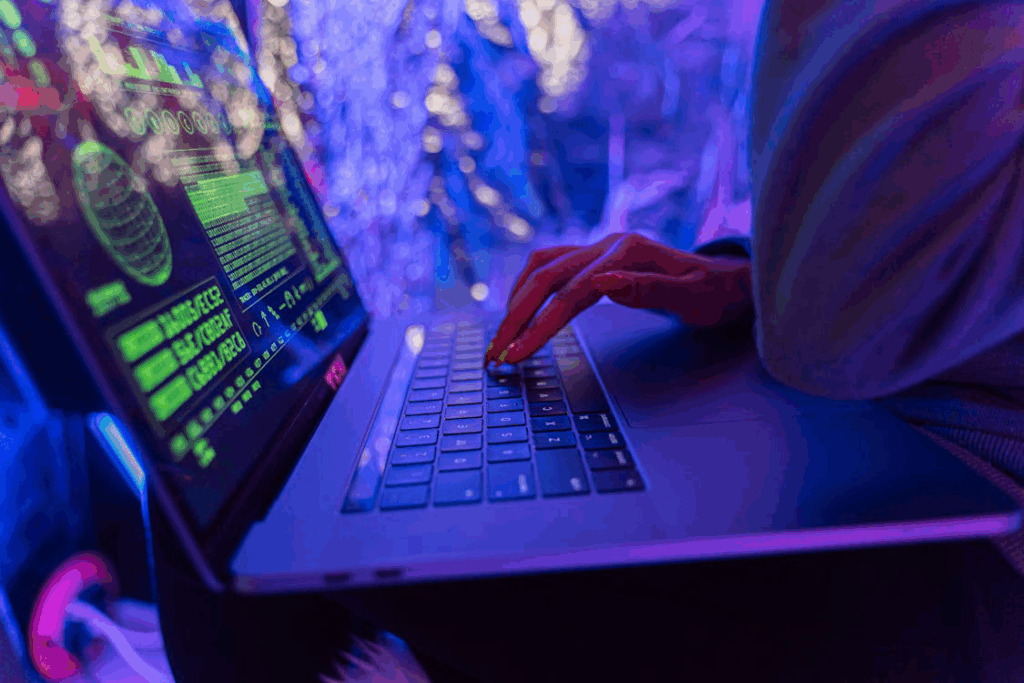 Cropped photo of a person working on a laptop