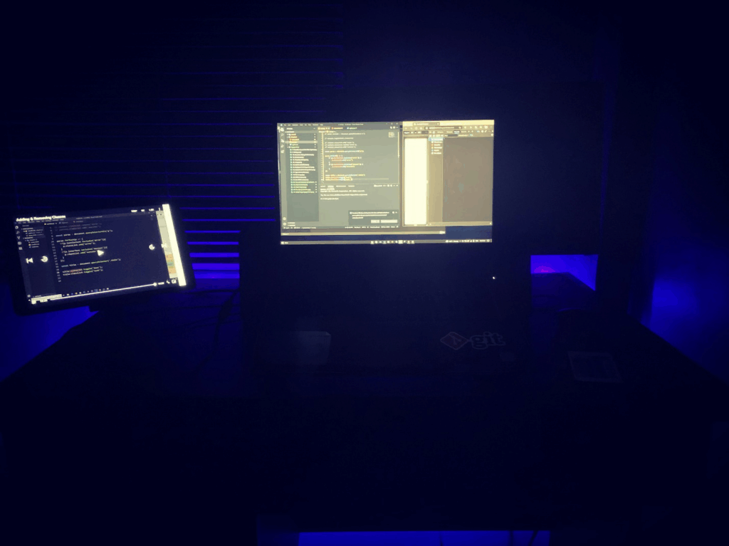 A broken computer screen with dulled colors.